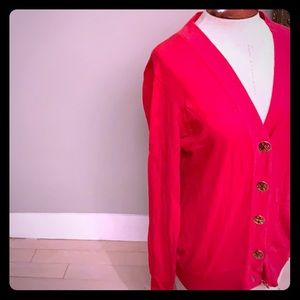 Tory Burch Coral Red/Pink Classic Cardigan
